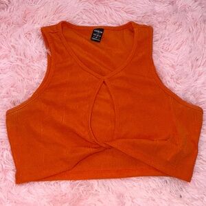 SHEIN Vibrant Orange Cutout Crop Top